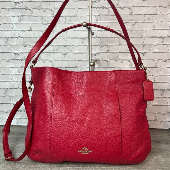 Coach Isabella F35809 Pebble Leather Red Crossbody Bag Purse - Picture 1 of 8